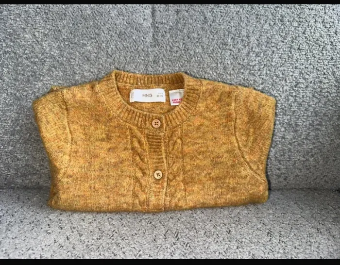 Gilet / Cardigan très chaud laine mélangée moutarde Mango - photo numéro 2