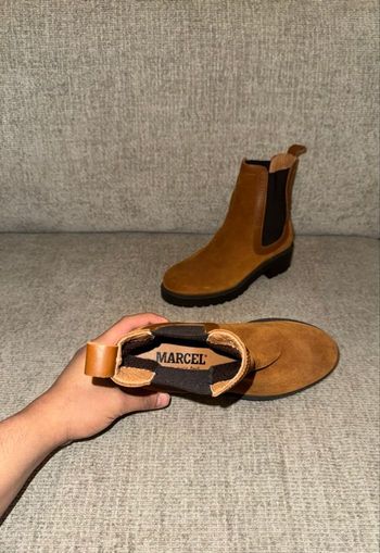 Bottines Chelsea camel Marcel – effet daim – semelle épaisse – très bon état