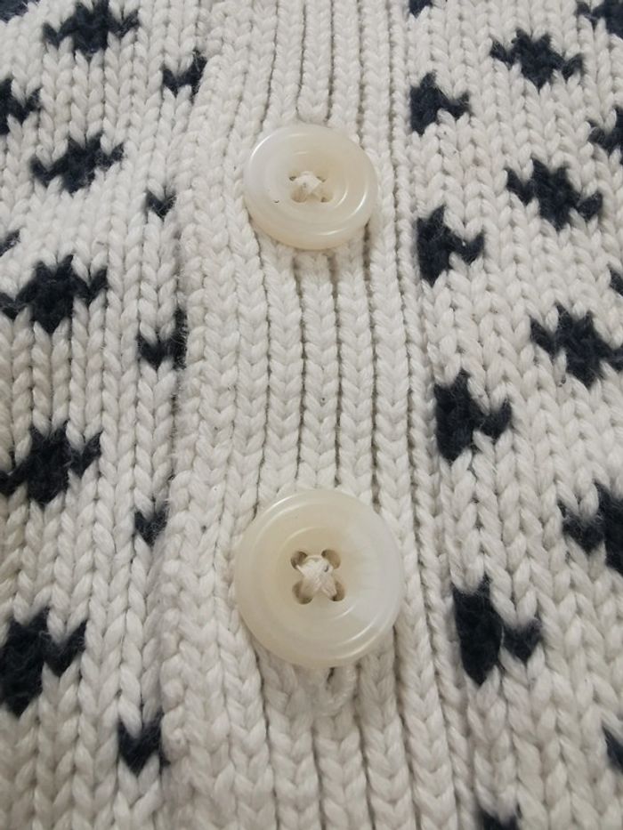 🌺Gilet veste Baby Gap 18mois grosse maille bleu marine blanc ecru bébé garçon - photo numéro 6