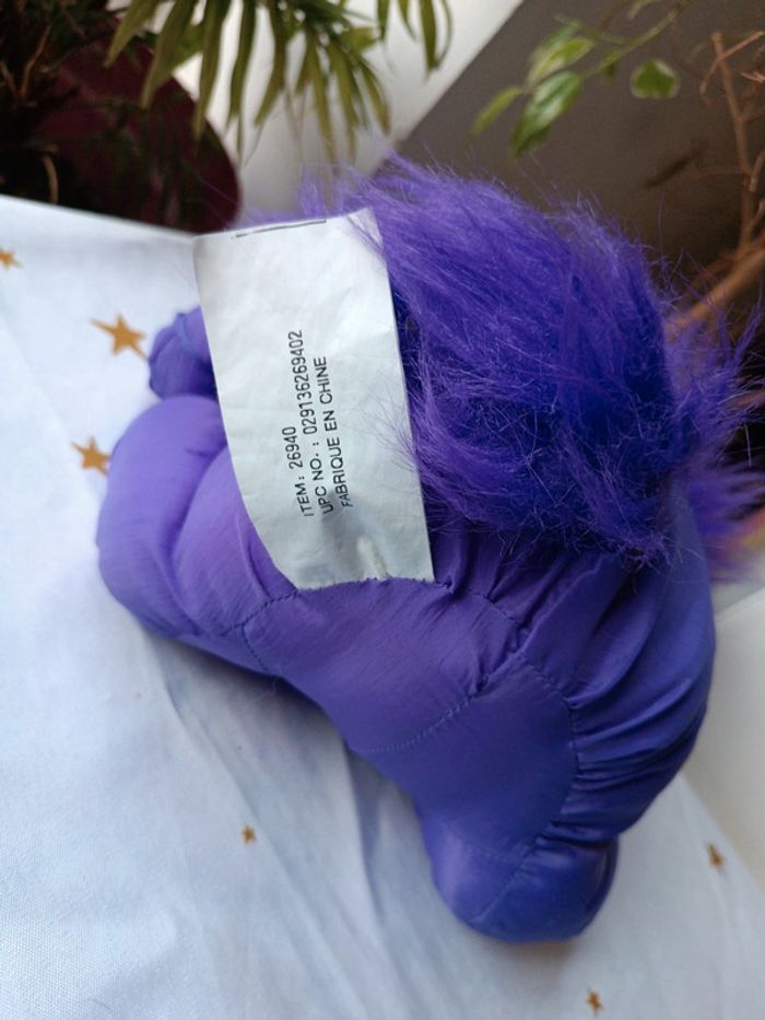 Peluche plush lion teddy parachute puffalump mytoy toy sylvertoys violet mauve purple vintage - photo numéro 12