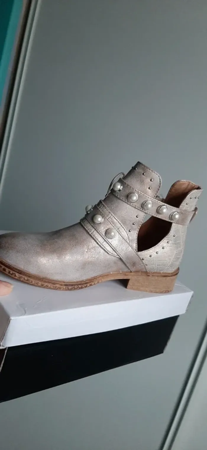 Bottines mi saison dorées - photo numéro 6