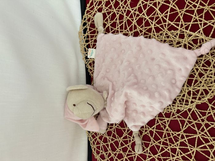 Doudou plat ours rose blanc INTERBABY - photo numéro 2