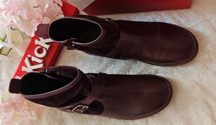 Bottes Bottines Cuir Zip Kickers T37 - photo numéro 3