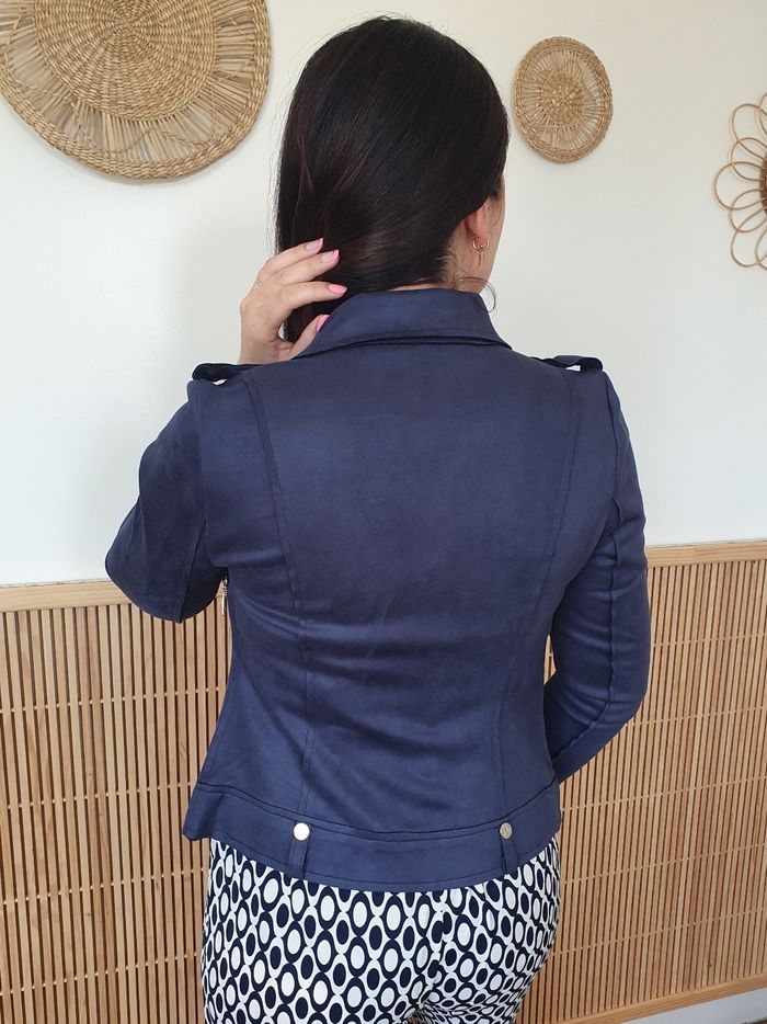 Perfecto suédine New York bleu marine Taille M - photo numéro 5