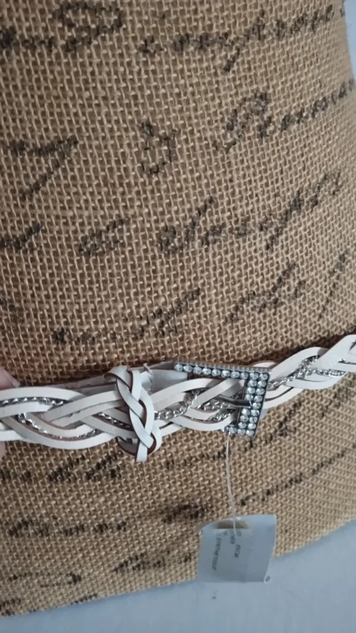 Ceinture fine beige chaînette 95 cm femme - photo numéro 3