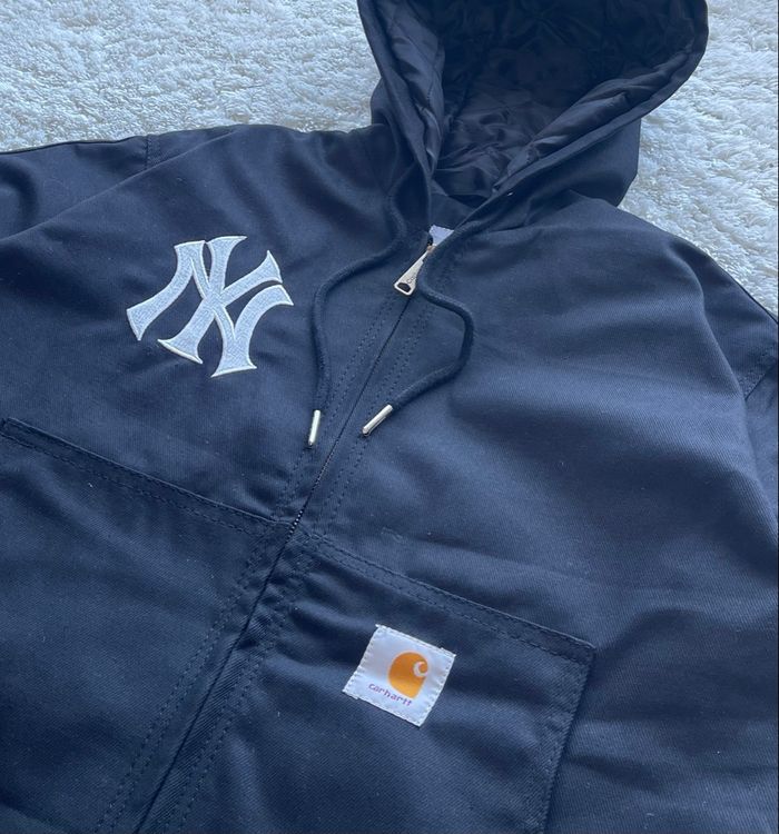Veste active jacket Carhartt style rework noir custom broderie NY Yankees - Taille M - photo numéro 2