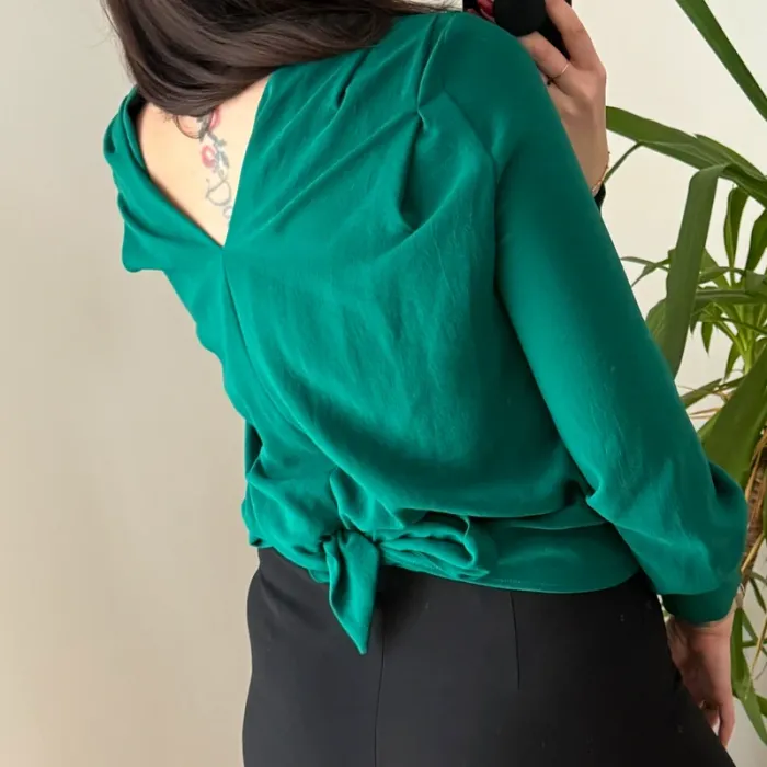 Ba&sh Green Blouse Top Shirt Long Sleeve - photo numéro 3