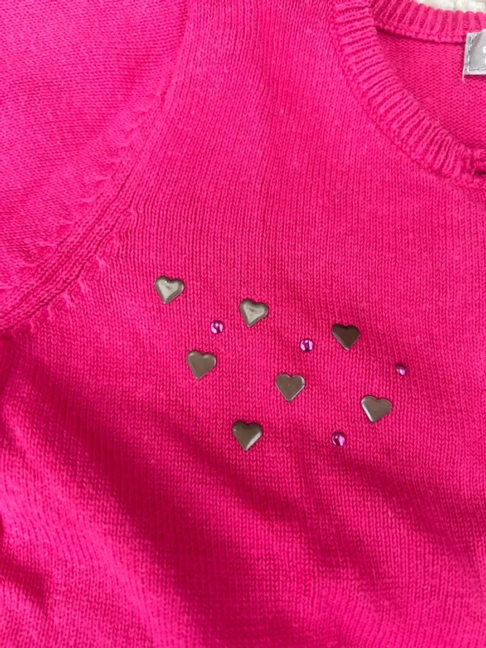 Joli gilet en mailles rose fushia  fille - grain de blé - 12 mois - photo numéro 3