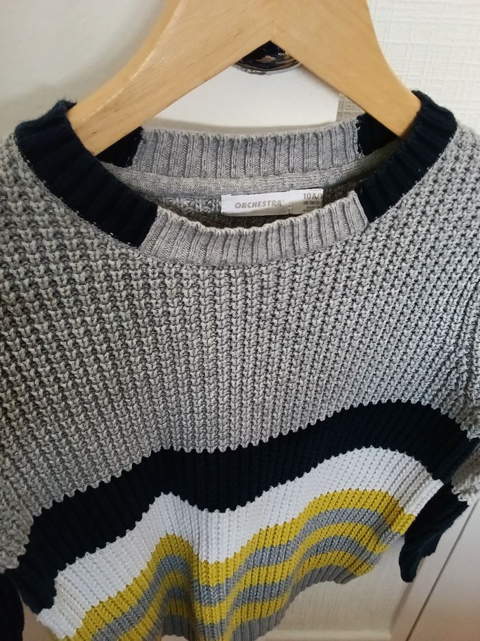 Pull orchestra gris clair et multicolore - photo numéro 2