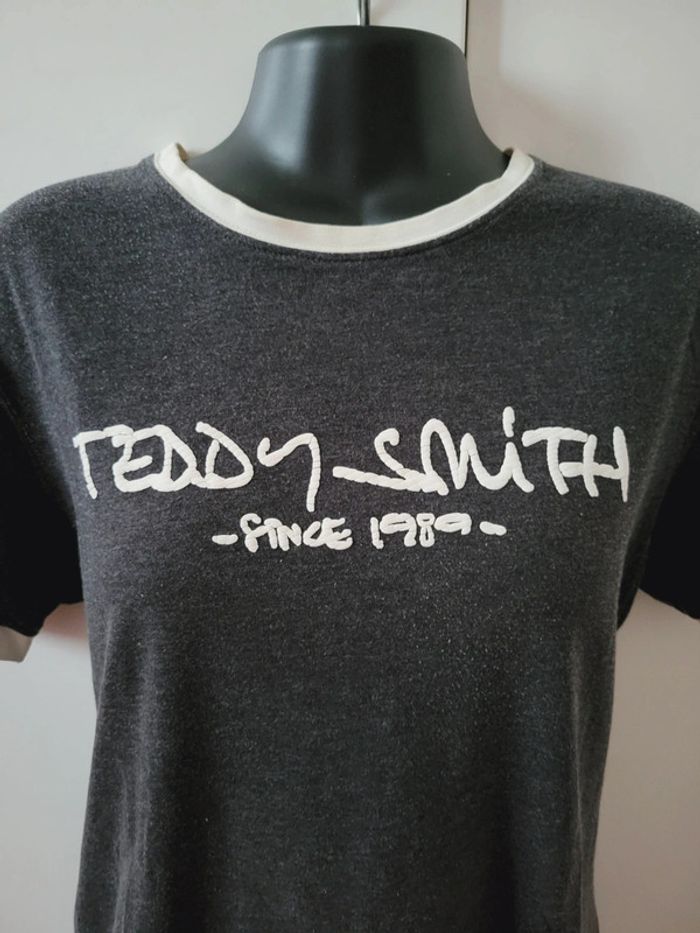 Haut Top tee shirt Teddy Smith taille S 36 gris blanc en 100% coton - photo numéro 4