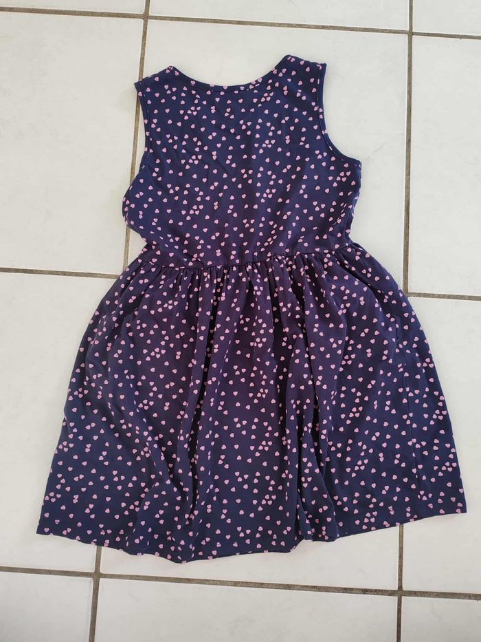 Robe sans manche fille bleu marine avec des cœurs roses La Halle 8 ans - photo numéro 3