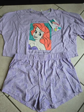 pyjama 2 pièces short violet ariel Disney
