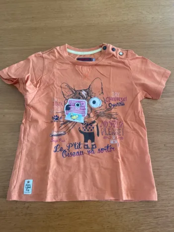 T-shirt orange motif chat