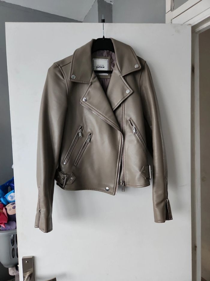 Veste simili cuir grise