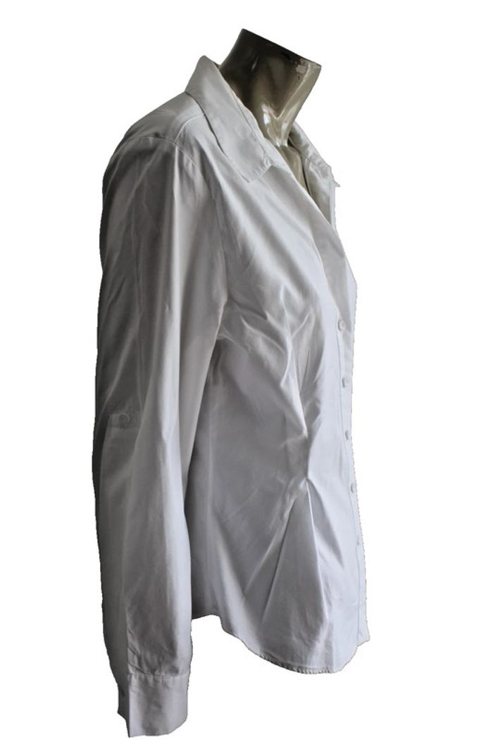 tunique chemise blouse en coton + lyocell blanc marque zara taille indiquée L = 40/42 - photo numéro 2