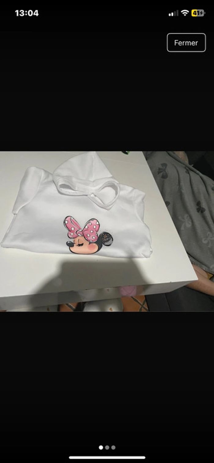 Sweet à capuche blanc et rose enfants taille 150