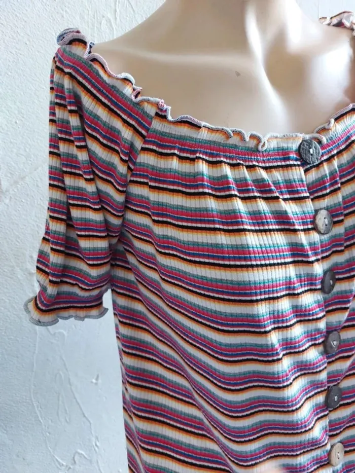 Jolie blouse à rayures multicolores Taille L - photo numéro 5