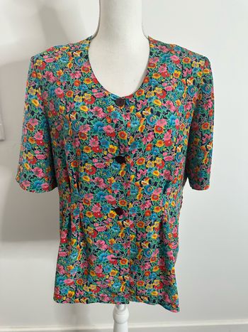 Blouse à fleurs multicolore Jean Girard Vintage T42 XL