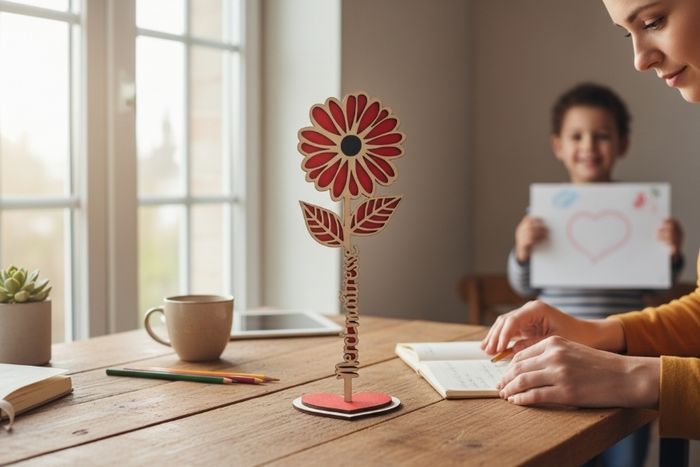 Fleur en bois à personnaliser , pour anniversaire , Saint Valentin , Mariage , fête des mères .