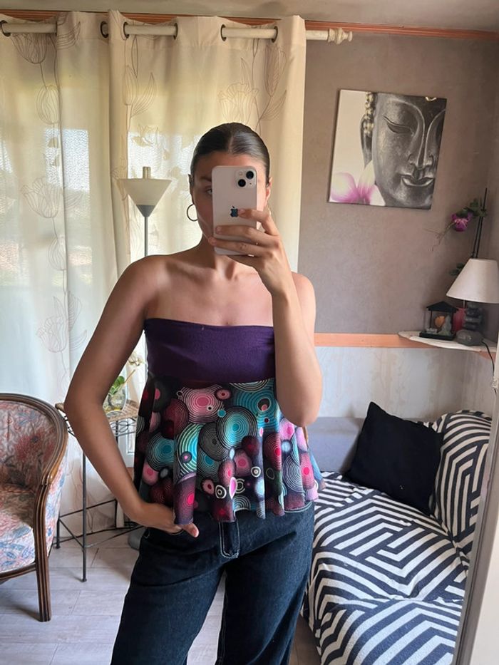 Top bandeau ethnique y2k 2000yer vintage grunge siren office