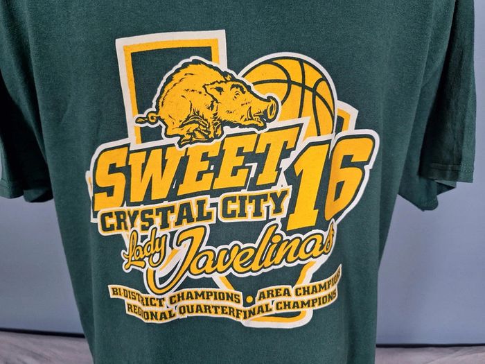 T-shirt vintage jerzees - basket Crystal City Lady Javelinas – 2019 – vert (501) - photo numéro 3