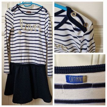 Catimini robe courte marinière manches longues 10ans