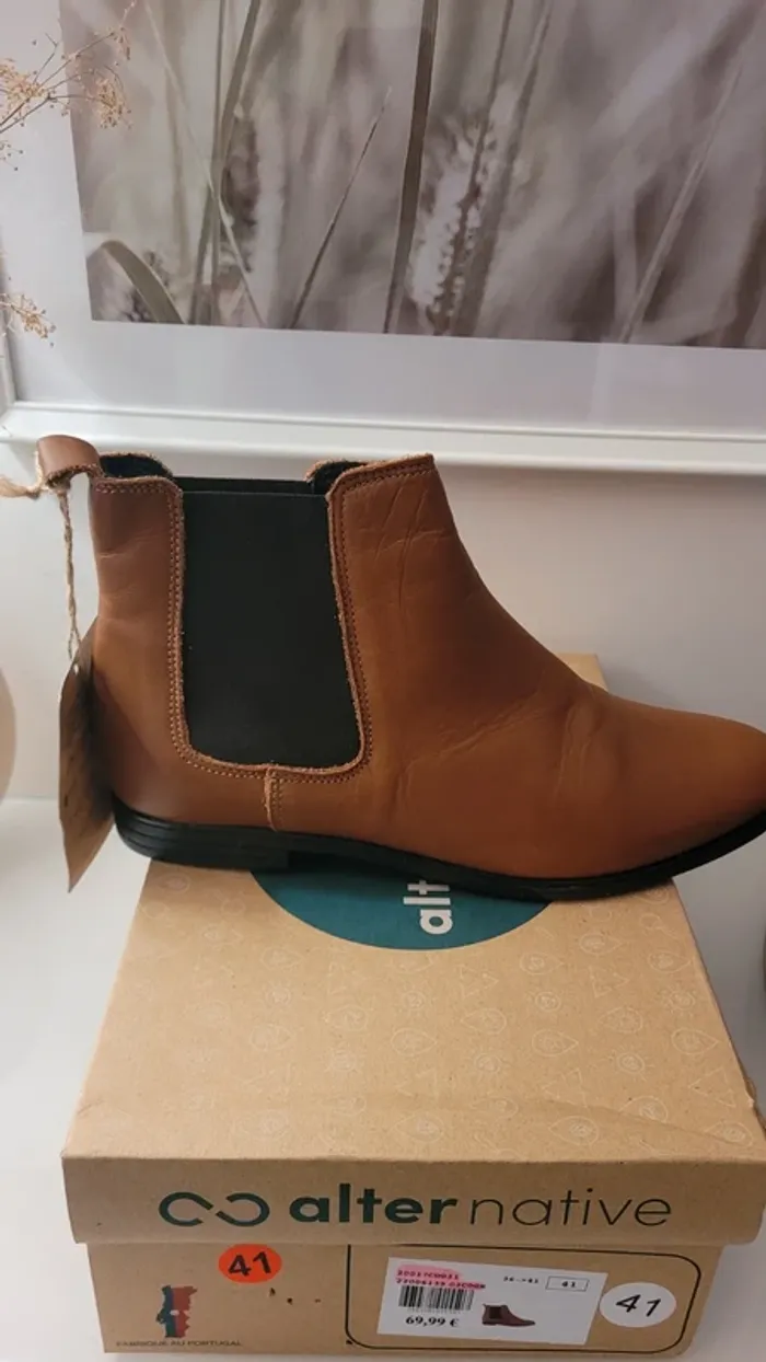 Bottines en cuir camel neuves taille 41 - photo numéro 5