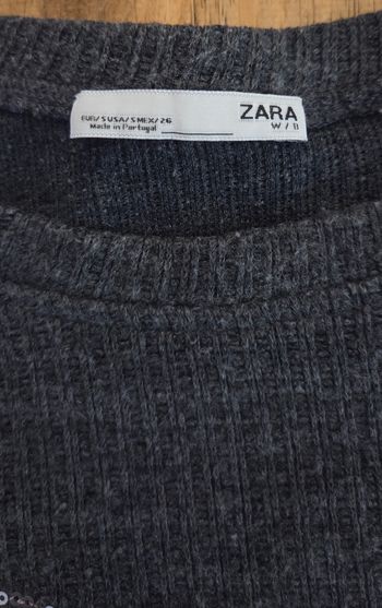 Pull Zara Femme S Gris Brodé Fleurs & Sequins – Maille Extensible – Très bon état