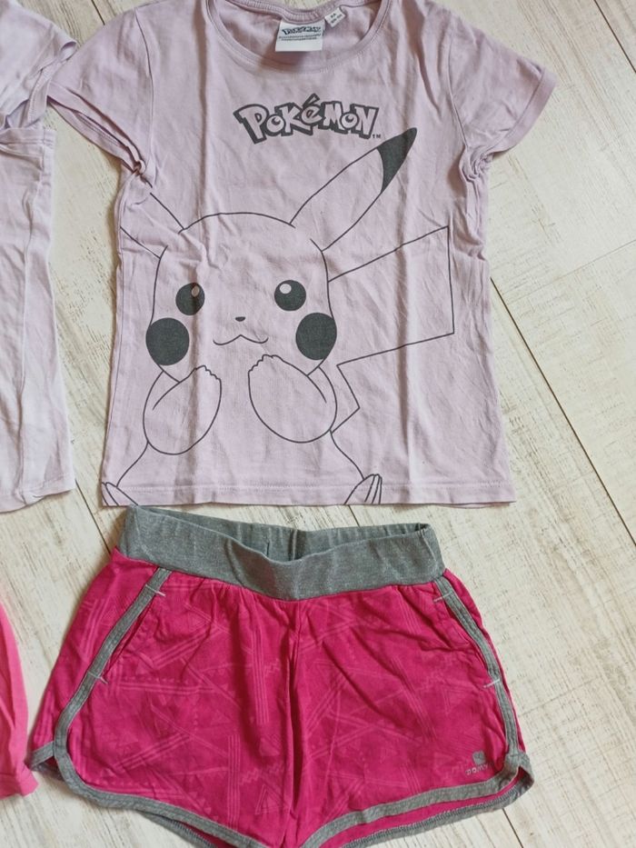 Lot 2 Shorts  rose et 2  t shirts  mauve fille en 8 ans - photo numéro 2