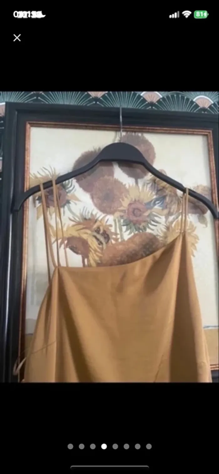 Belle robe satiné moutarde et dentelle noire taille XL - photo numéro 4
