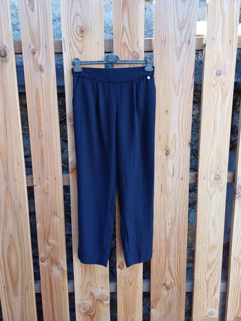 Joli pantalon droit élégant fluide et léger bleu marine Grain de Malice