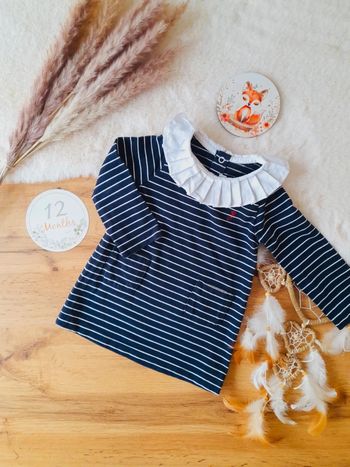 Robe manches longues marinière avec col 12 mois Jacadi