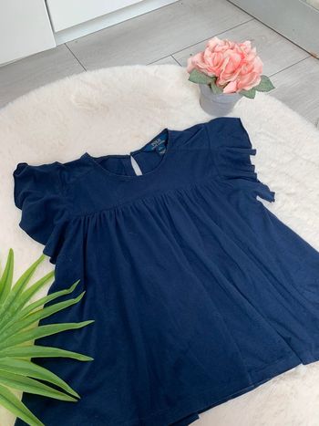 Blouse à volant  marine 12/14 ans