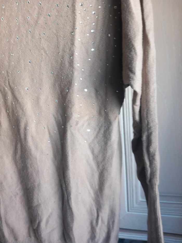 Pull avec strass marron Orange d'or - photo numéro 6