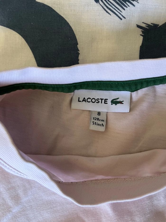 tee shirt lacoste rose pale 8 ans - photo numéro 2