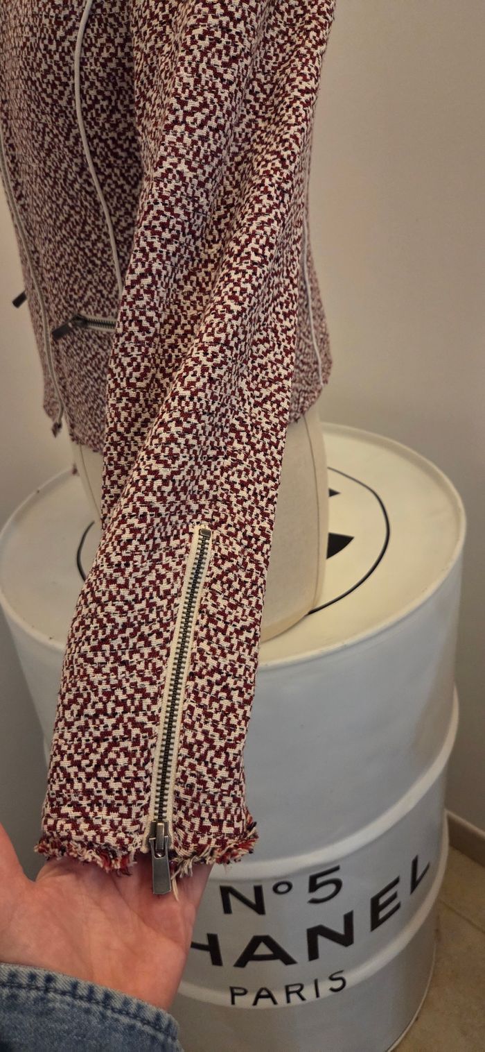 Veste IKKS femme 38 – style tweed chic & rock – zip argenté – comme neuve - photo numéro 3