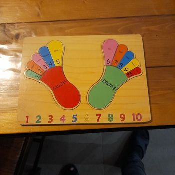 Puzzle en bois chiffre et droite/gauche