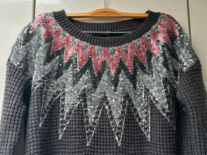 Pull gris col en sequins Guess - Taille XS - photo numéro 2