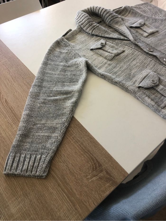 Pull col châle gris 4 poches  BL-k Concept - photo numéro 5