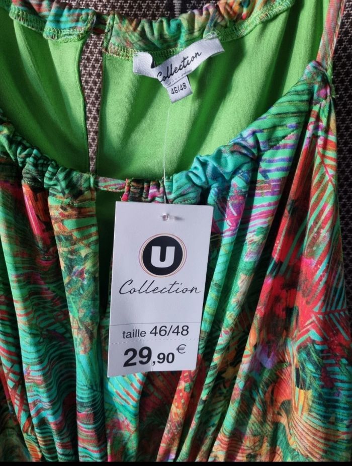 Robe longue d'été verte à motifs tropical taille 46-48 - photo numéro 2