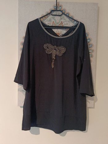 Blouse manches 3/4 noire fluide