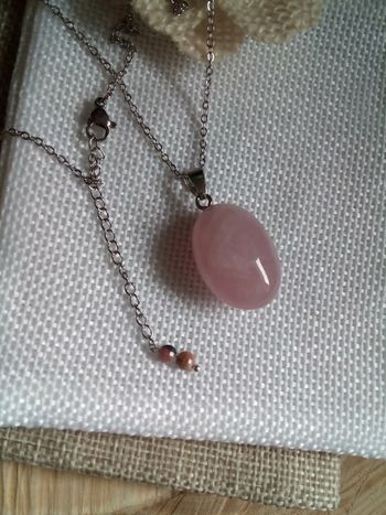 Collier pierre de quartz rose