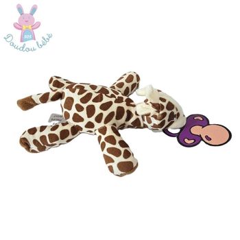 Doudou Girafe marron écru attache tétine Philips Avent
