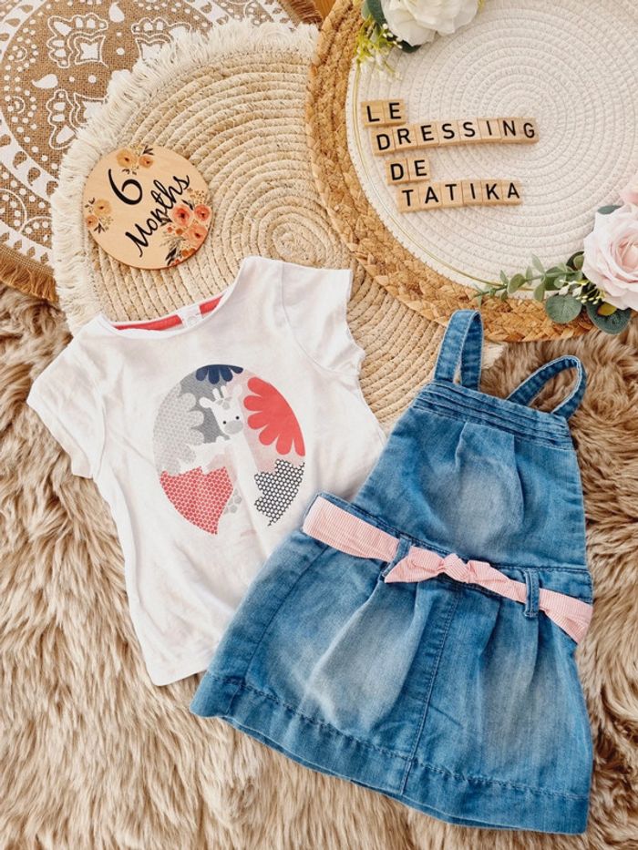 Robe en jeans tee-shirt 6mois bébé fille