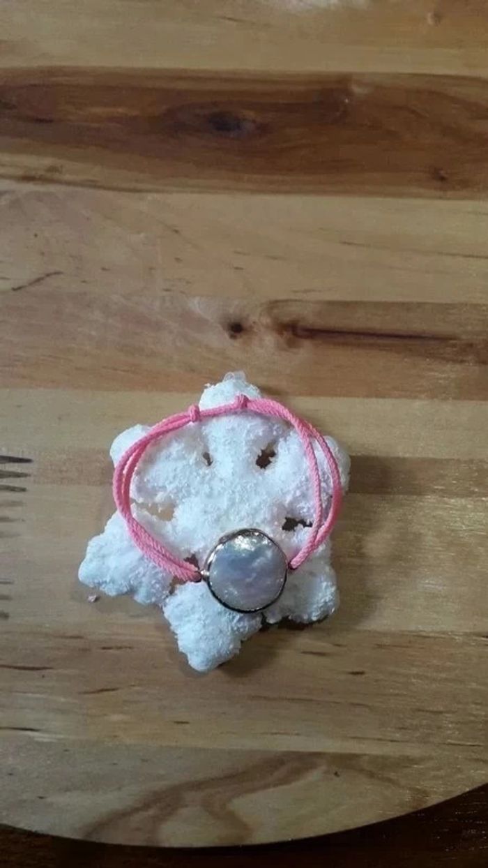 Nacre sur lien coton rose réglable - photo numéro 3