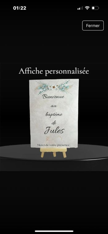 Affiche de baptême personnalisée