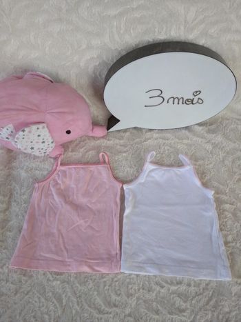 Lot de 2 débardeurs tee shirt chemise sans manche bretelles Fille 3 mois dpam