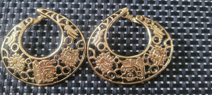 Boucles d'oreilles pierre lang dorées - photo numéro 4