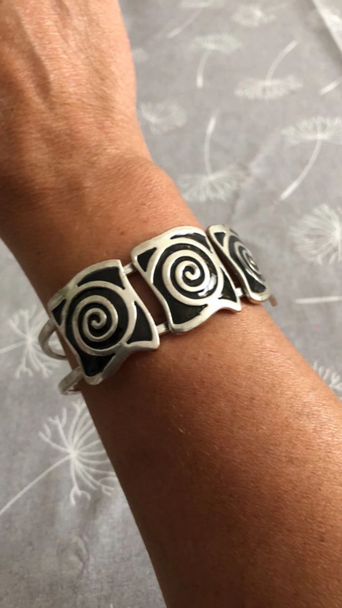 Bracelet manchette motif noir - photo numéro 5