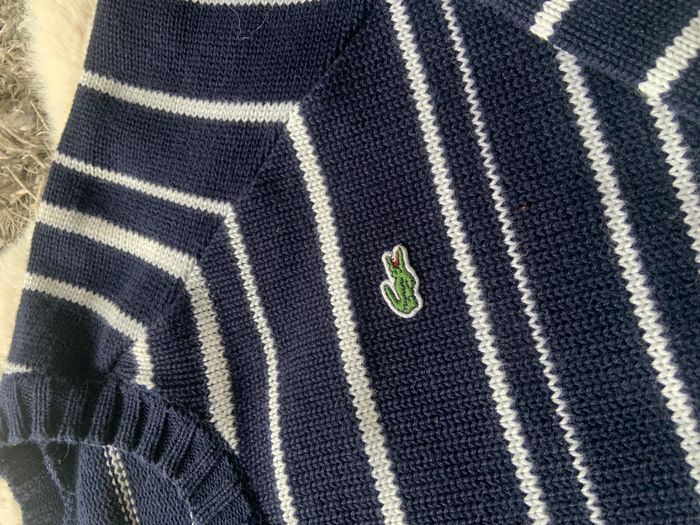 Pull Lacoste laine marine blanc femme S - photo numéro 2